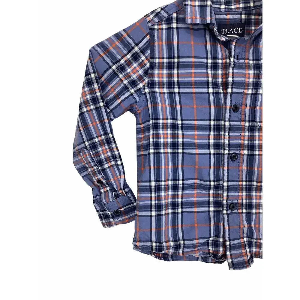 The Children's Plaid Boys Plaid Long Sleeve Button Down Shirt Kid's Size XS/4